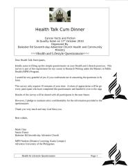 Health Talk Cum Dinner.doc