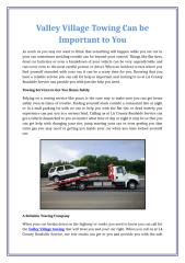 Valley Village Towing Can be Important to You.docx